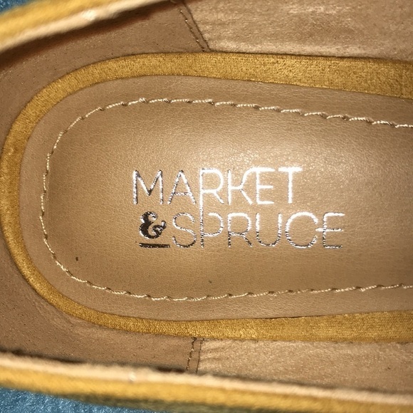 𝅺MARKET & SPRUCE mustard color soft suede flats NEW size 7.5 W - Picture 2 of 7
